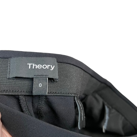 Theory Dress Pants Size 0 Thaniel Kennett Pull On Work Career Slacks Black - Picture 8 of 10